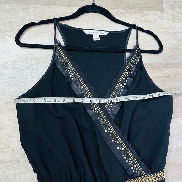 Diane von Furstenberg Caroline Embellished Surplice-Top Jumpsuit in Black - Picture 8 of 11